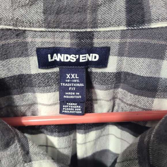 Lands End Gray & White Flannel Size XXL - Picture 4 of 4